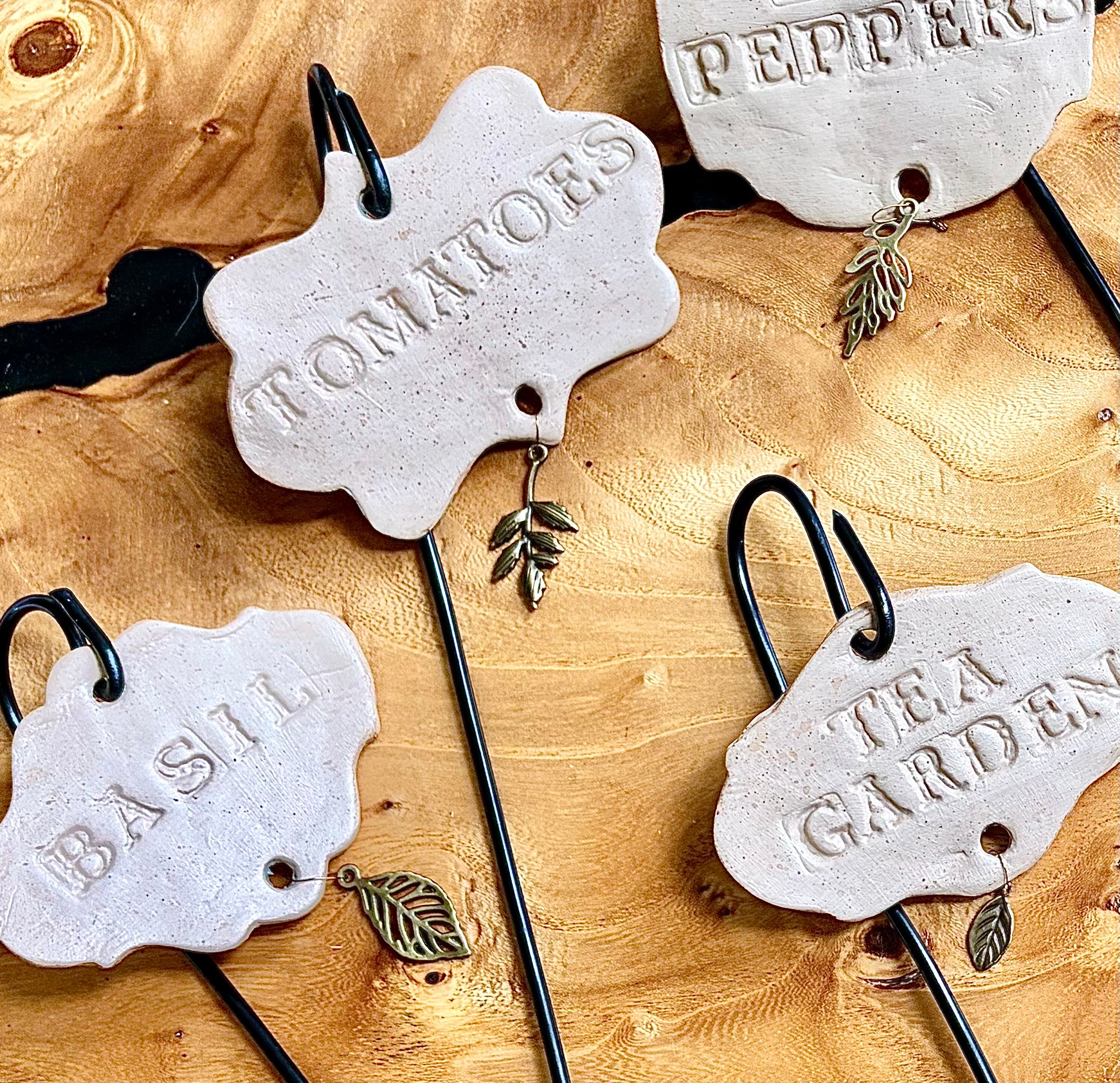 Personalized Clay Garden Markers | Handmade Herb & Vegetable Plant Labels