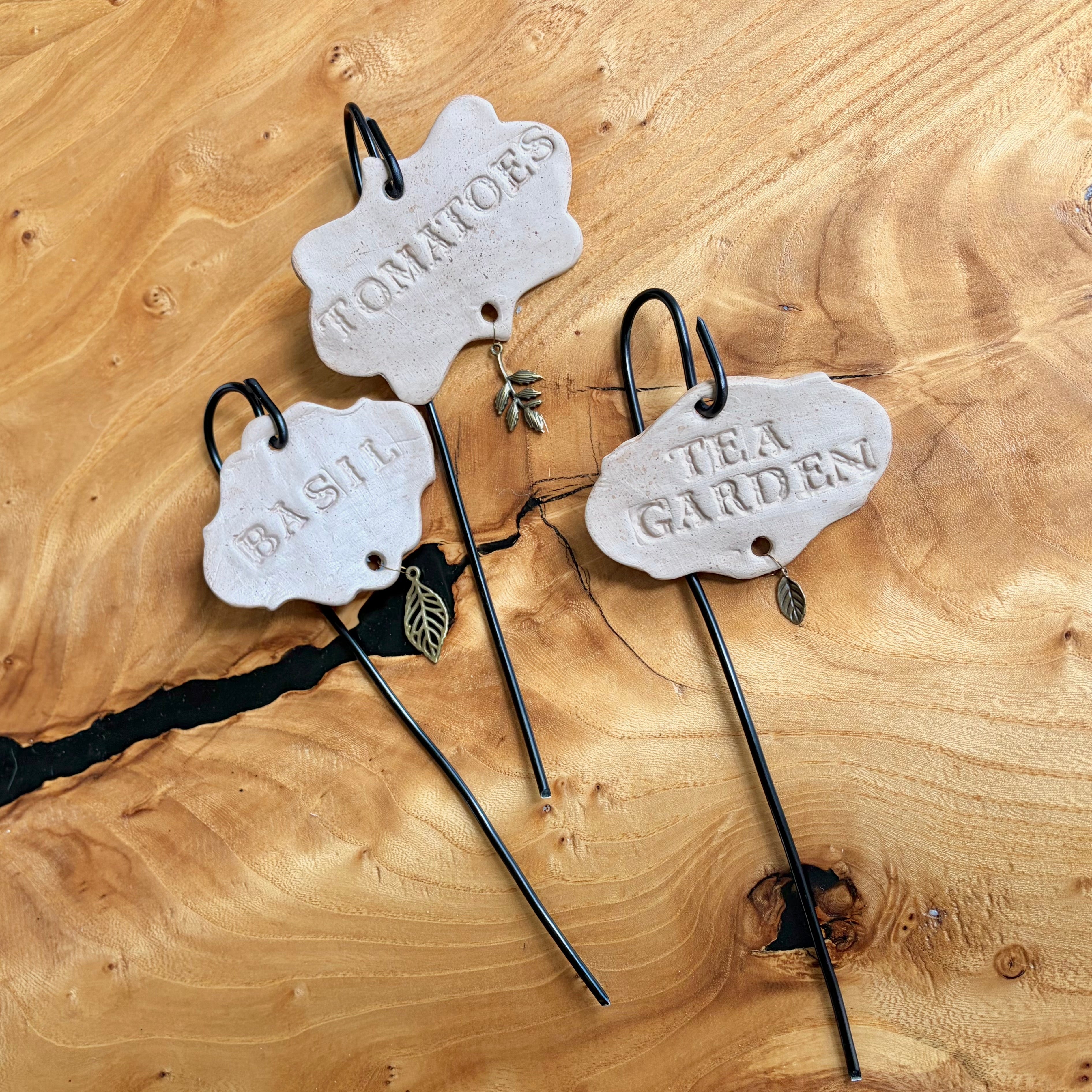 Personalized Clay Garden Markers | Handmade Herb & Vegetable Plant Labels