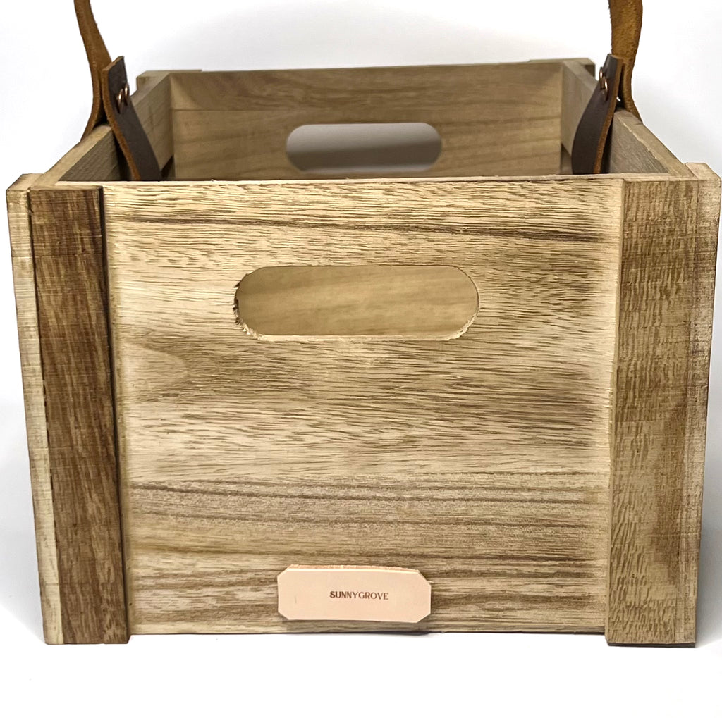 Heirloom Garden Gathering Trug - Eco-Friendly Crate with Leather Handle for Harvesting