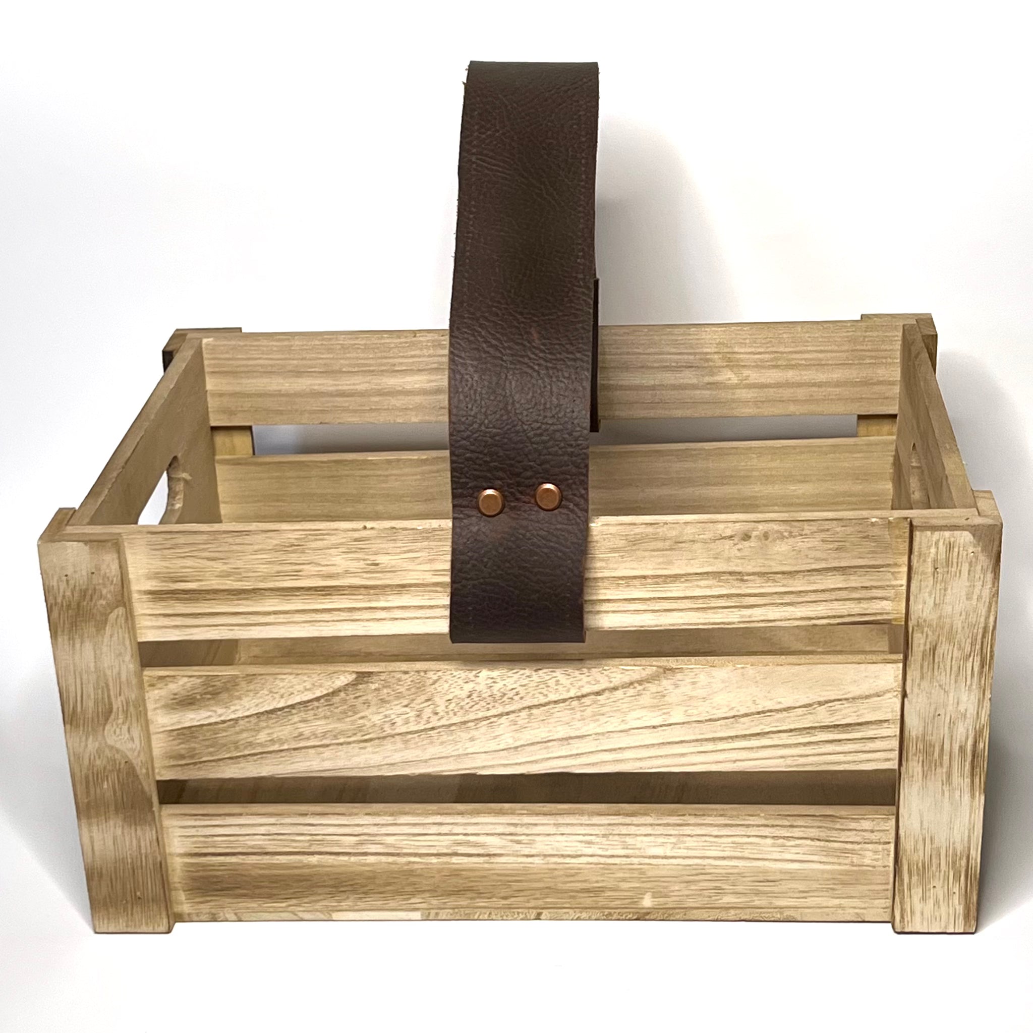 Heirloom Garden Gathering Trug - Eco-Friendly Crate with Leather Handle for Harvesting