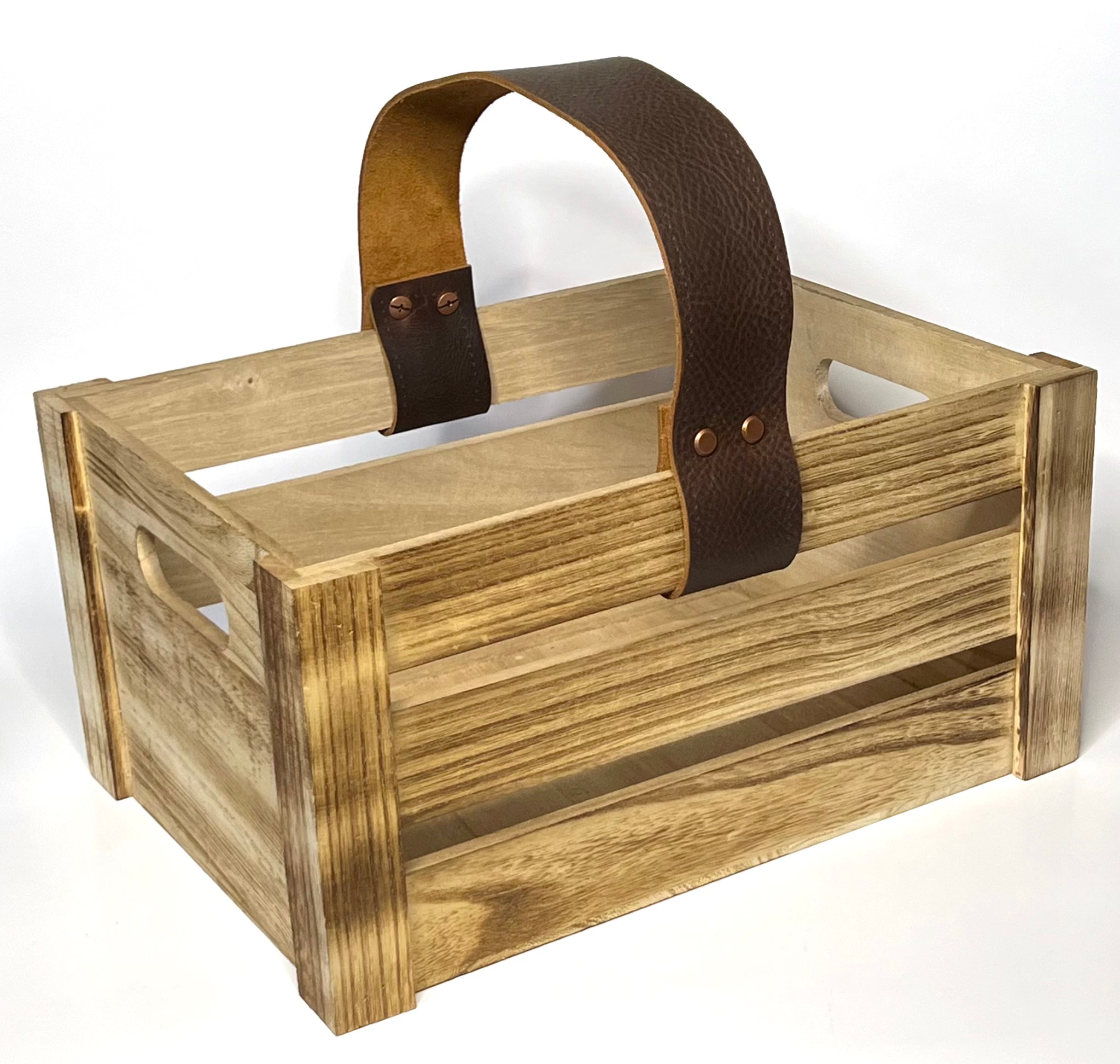 Heirloom Garden Gathering Trug - Eco-Friendly Crate with Leather Handle for Harvesting