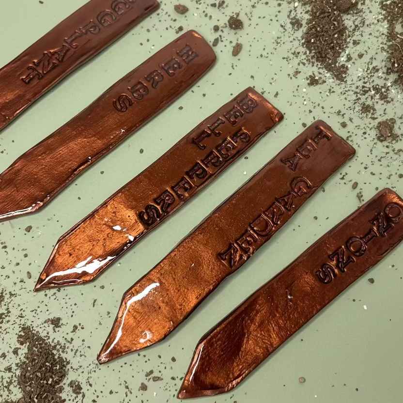 Personalized Heirloom Clay Garden Labels – Handmade Copper Botanical Marker Sets