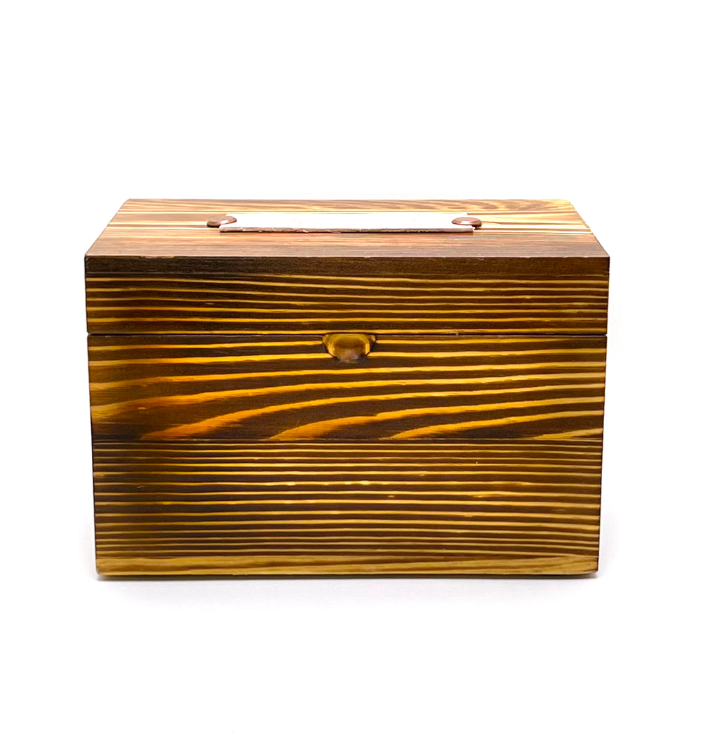 Heirloom Recipe Box – Acacia Wood with Leather Label, Dividers & Cards