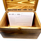 Heirloom Recipe Box – Acacia Wood with Leather Label, Dividers & Cards