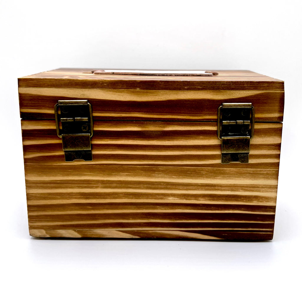 Heirloom Recipe Box – Acacia Wood with Leather Label, Dividers & Cards