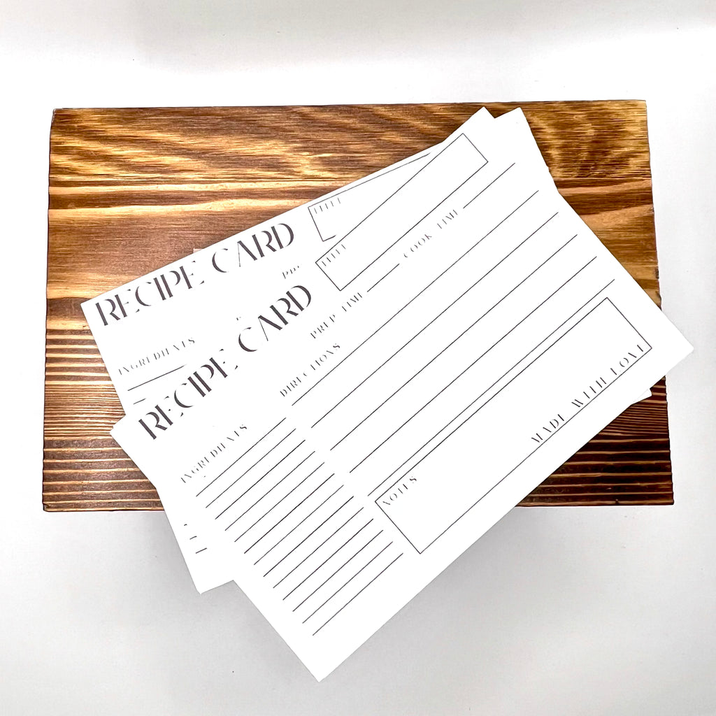 Heirloom Recipe Box – Acacia Wood with Leather Label, Dividers & Cards