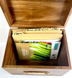 Seed Organizer Box – Acacia Wood Seed Storage with Leather Label, Personalized Garden Storage